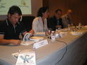 Gil Verona (izq), junto a la concejala de Cultura, Mercedes Cantalapiedra, el vicepresidente de ADE, Pablo Trillo-Figueroa, y el autor del libro