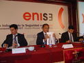 Sebastián Muriel, Jesús Banegas y  Enrique Martínez, en la clausura de Enise