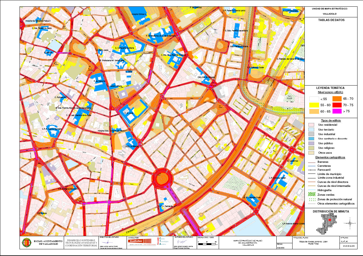 Reproducción de uno de los mapas que refleja los niveles de ruido en la ciudad de Valladolid.