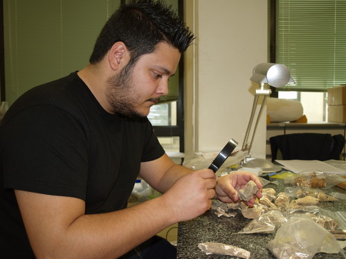 Rodrigo Portero analiza los huesos.