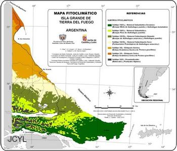 Uno de los mapas fitoclimáticos de la Tierra del Fuego.