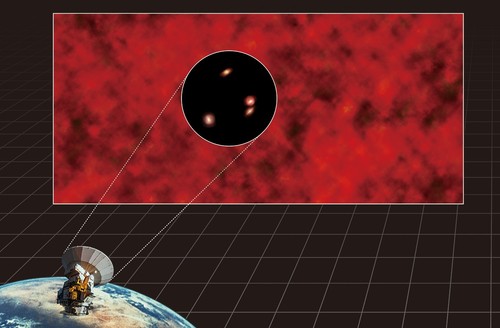 Representación artística del fondo cósmico infrarrojo resuelto con ALMA. Imagen: ALMA.