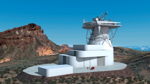 Diseño 3D del futuro Telescopio Solar Europeo (EST). Créditos: Gabriel Pérez Díaz, IAC (SMM).