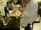 Un investigador manipulando una muestra de agua