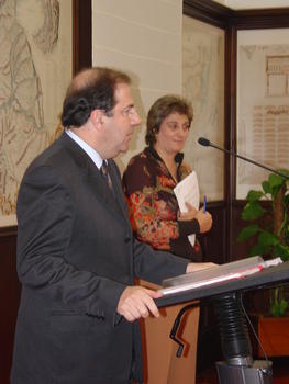 Herrera, junto con la consejera portavoz, María Jesús Ruiz