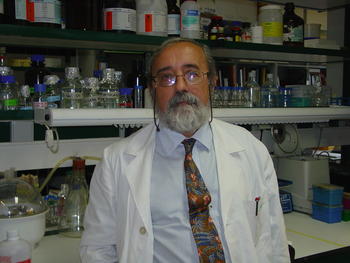Ángel Domínguez Olavarri, en su laboratorio