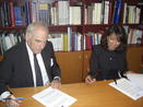 Foto de la firma del acuerdo entre la Fundación Duques de Soria y el GIIC.