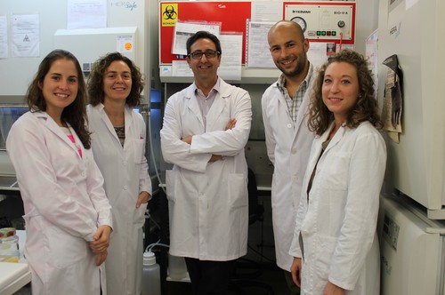 Sara Paradells junto a los miembros del Grupo de Investigación que dirige en la CEU-UCH el profesor José Miguel Soria, en el centro. Foto: CEU-UCH.