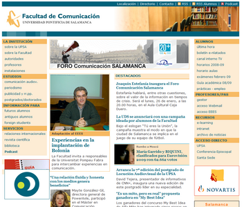 Web de la Facultad de Comunicación de la Universidad Pontificia de Salamanca.