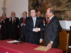 José Ramón Alonso y Emilio Botín, tras la firma del acuerdo
