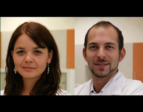 Los investigadores de la Universidad de Los Andes y de C4C Francisca Alcayaga y Maroun Khoury. FOTO: CONICYT