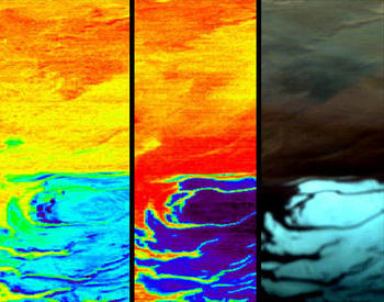 Imágenes del hielo localizado en el Sur de Marte localizado por la Mars Express