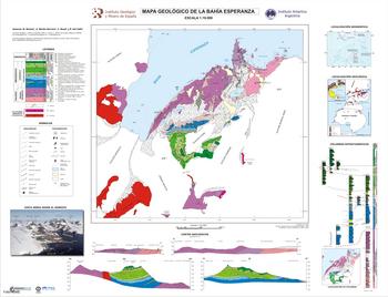 Mapa geológico de bahía Esperanza, en la isla antártica de Marambio.