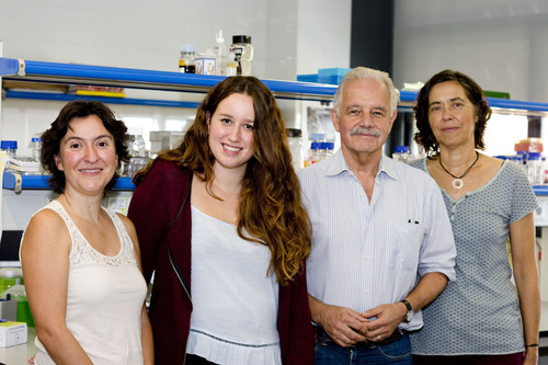 De izquierda a derecha, Roser Urreizti, Laura Castilla-Vallmanya, Daniel Grinberg y Susana Balcells, del Grupo de Genética Molecular Humana (UB-CIBERER-HSJD).