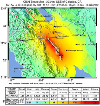 Terremoto registrado el 4 de abril en Sierra Cucapah.