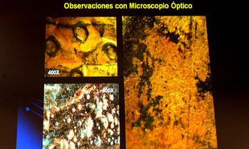 Observaciones con microscopio óptico dentro de la investigación sobre el arte mexicano. Foto: UNAM.