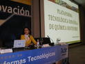 Cristina González, de la Plataforma Tecnológica Española de Química Sostenible, durante la joranda de trabajo en Boecillo.