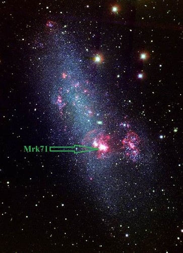 Nebulosa gigante Mrk 71. Créditos: J. van Eymeren & A. R. López- Sánchez (ATNF).