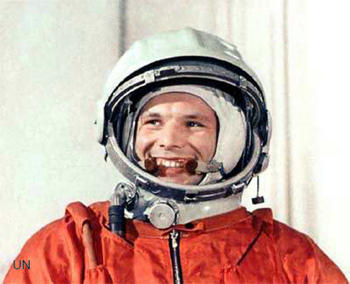 Yuri Gagarin, primer hombre en viajar al espacio.