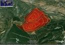 Imagen de la simulación sobre propagación de incendios sobre Google Earth realizada con Infosim. 