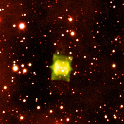 Imagen en dos filtros de la nebulosa Ou5, obtenida con el telescopio NOT del Observatorio del Roque de los Muchachos, en La Palma. Cortesía de: R. Corradi