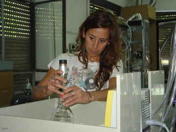 María Fernández-Polanco, investigadora del Grupo de Tecnología Ambiental, en uno de los laboratorios del Departamento de Ingeniería Química.