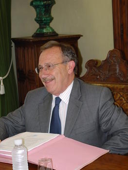 Enrique Battaner durante la comparecencia tras el Consejo de Gobierno