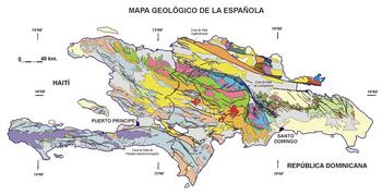 Mapa geológico de Haití y República Dominicana.