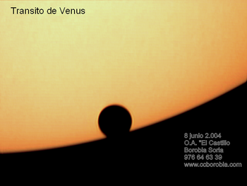 Imagen del tránsito de Venus por delante del Sol tomada en el Observatorio El Castillo de Borobia.