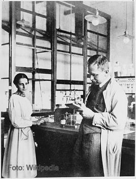 Otto Hahn y Lise Meitner, en el laboratorio.