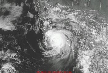 Huracán Gimena, visto desde un satélite (Fotografía: CICESE)