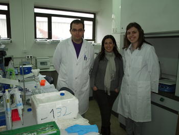Mónica Balsera, en el centro, junto a investigadores de su grupo.