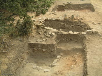 Lugar de la excavación de El Castillón en el que apareció la concha de vieira.