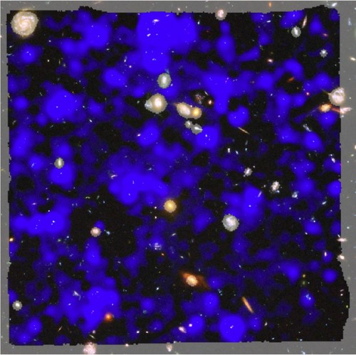 Profundas observaciones hechas con el espectrógrafo MUSE. Imagen: Crédito:ESA/Hubble & NASA, ESO/ Lutz Wisotzki et al.