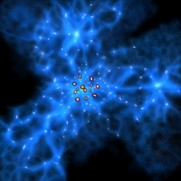 Imagen de las galaxias monstruosas y de la proto-Gran Muralla. CrÃ©dito: ALMA (ESO/NAOJ/NRAO)
