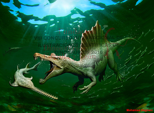 Spinosaurus cazando un onchopristis/ Mohamad Haghani