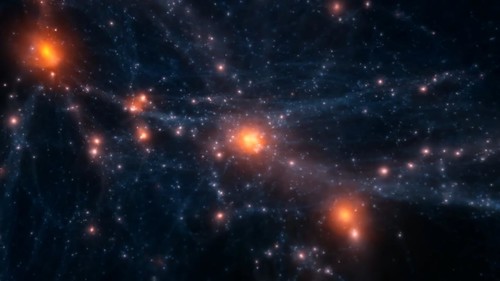 Simulación de la formación y evolución de un cúmulo de galaxias. Crédito: Claudio Dalla Vecchia (IAC).