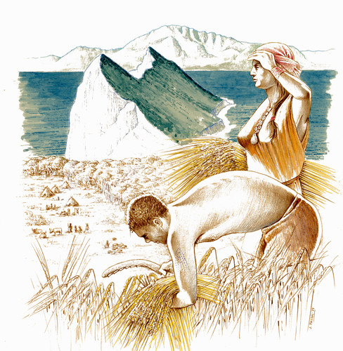 Ilustración de una escena neolítica. / Luís Pascual Repiso.