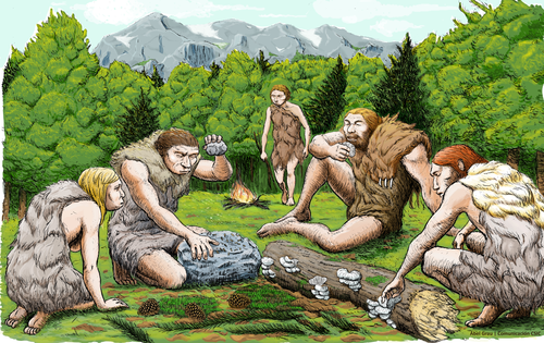 Grupo de neandertales. Ilustración: CSIC.