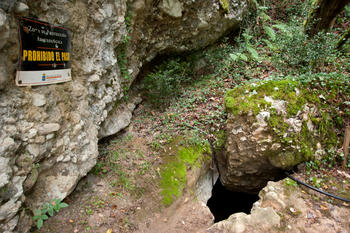 Entrada a la cueva de El Sidrón.