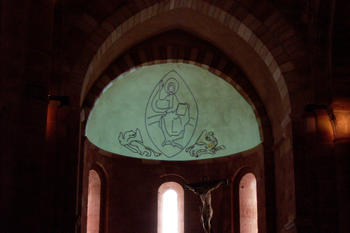 Proyección 3D en el ábside de la iglesia de Santa María de Mave (Palencia).