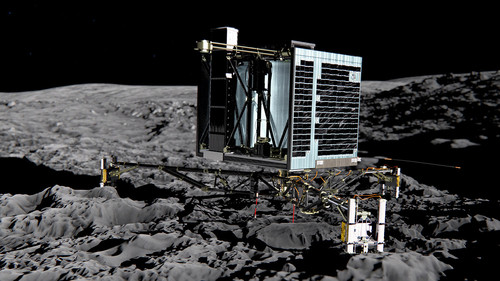 La misión europea Rosetta llegó hoy a su fin con la colisión programada de la sonda en el cometa Churi. FOTO: UN
