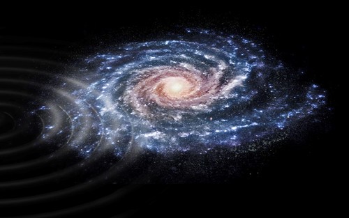 Interpretación artística de la perturbación en las velocidades de las estrellas de la nostra Galaxia. Imagen: ESA, CC BY-SA 3.0 IGO.