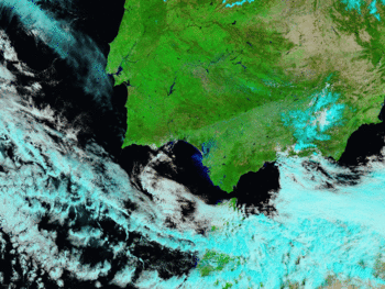 Imagen satelital del golfo de Cádiz.
