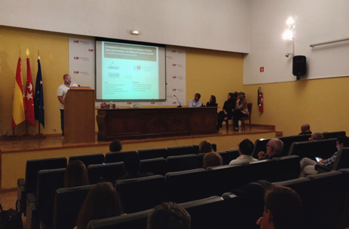 Pablo Castán, Science Advisor de Mirmax, en la presentación en el Hospital Carlos III de Madrid.