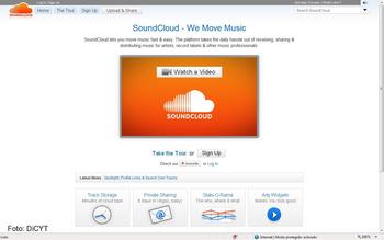 Portal de la red social sobre música SoundCloud.