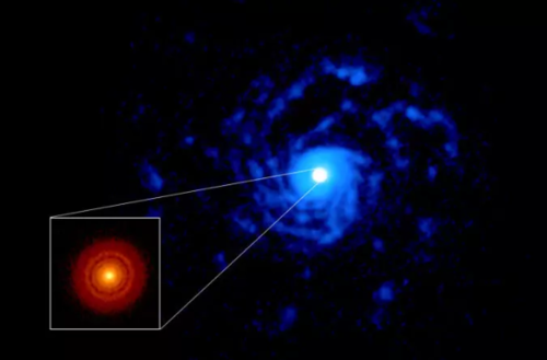 Imagen generada por ALMA del disco protoplanetario alrededor de la joven estrella RU Lup/ALMA (ESO/NAOJ/NRAO), J. Huang y S. Andrews; NRAO/AUI/NSF, S. Dagnello