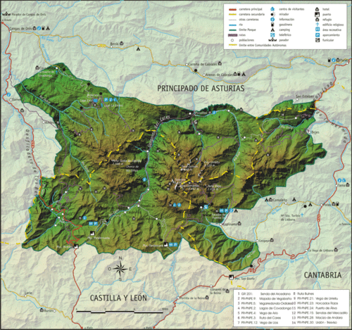 Mapa del Parque Nacional de Picos de Europa. Foto: Roberto  Rodríguez