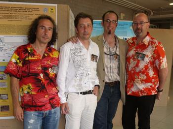 De izquierda a derecha, los investigadores Fernández Suárez, Gutiérrez, Weil y Johnston, en un encuentro que tuvo lugar en Salamanca.