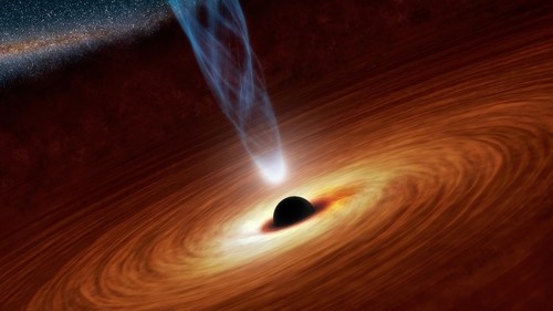 Ilustración artística de un agujero negro supermasivo en el centro de una galaxia. / NASA/JPL-Caltech.